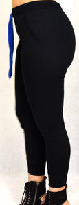 Black Jogger with Blue Waist Tie