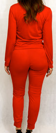 Red Two-Peice Jogging Suit with Gold Zipper