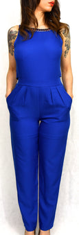 Royal Blue Overall Sleeveless Jumpsuit