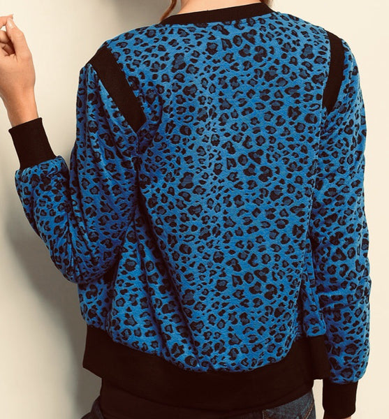Blue and Black Leopard Jacket